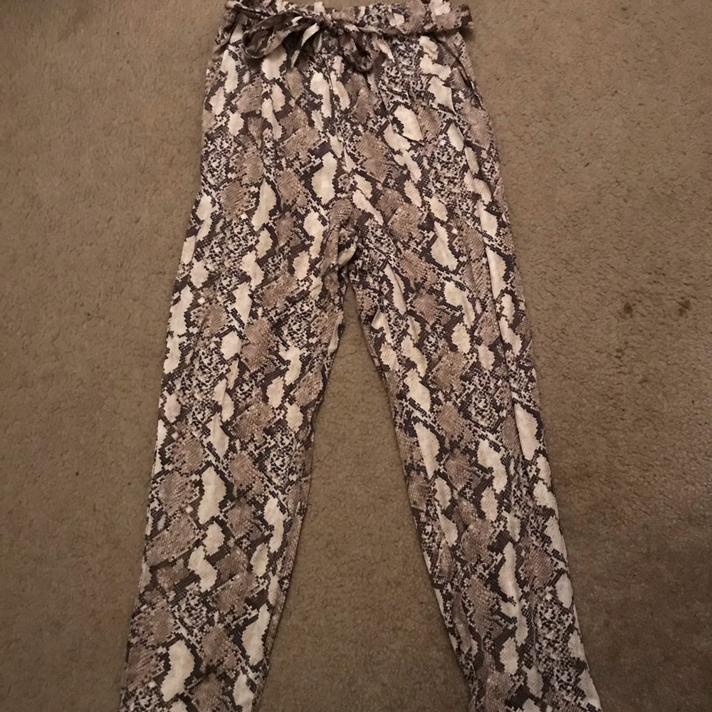 H&M paper bag snake skin pants